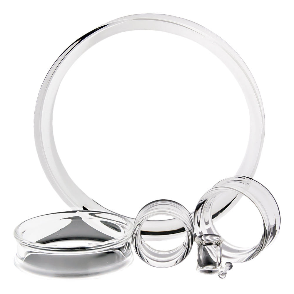 Pair Double Flare Clear Tunnels | Body Jewelry | Wiccan Center