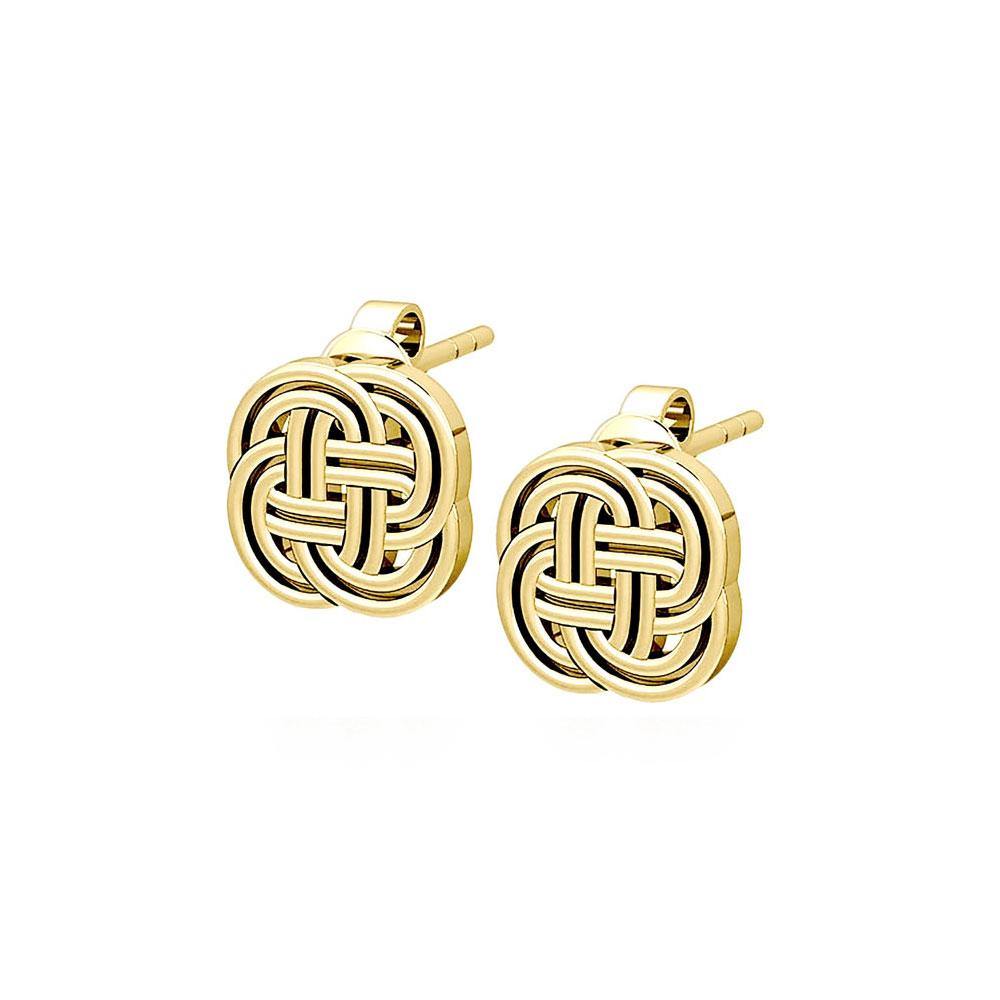Celtic Knotwork Solid Gold Post Earrings GTE1038 Timeless Celtic Gold Jewelry For Women Gift