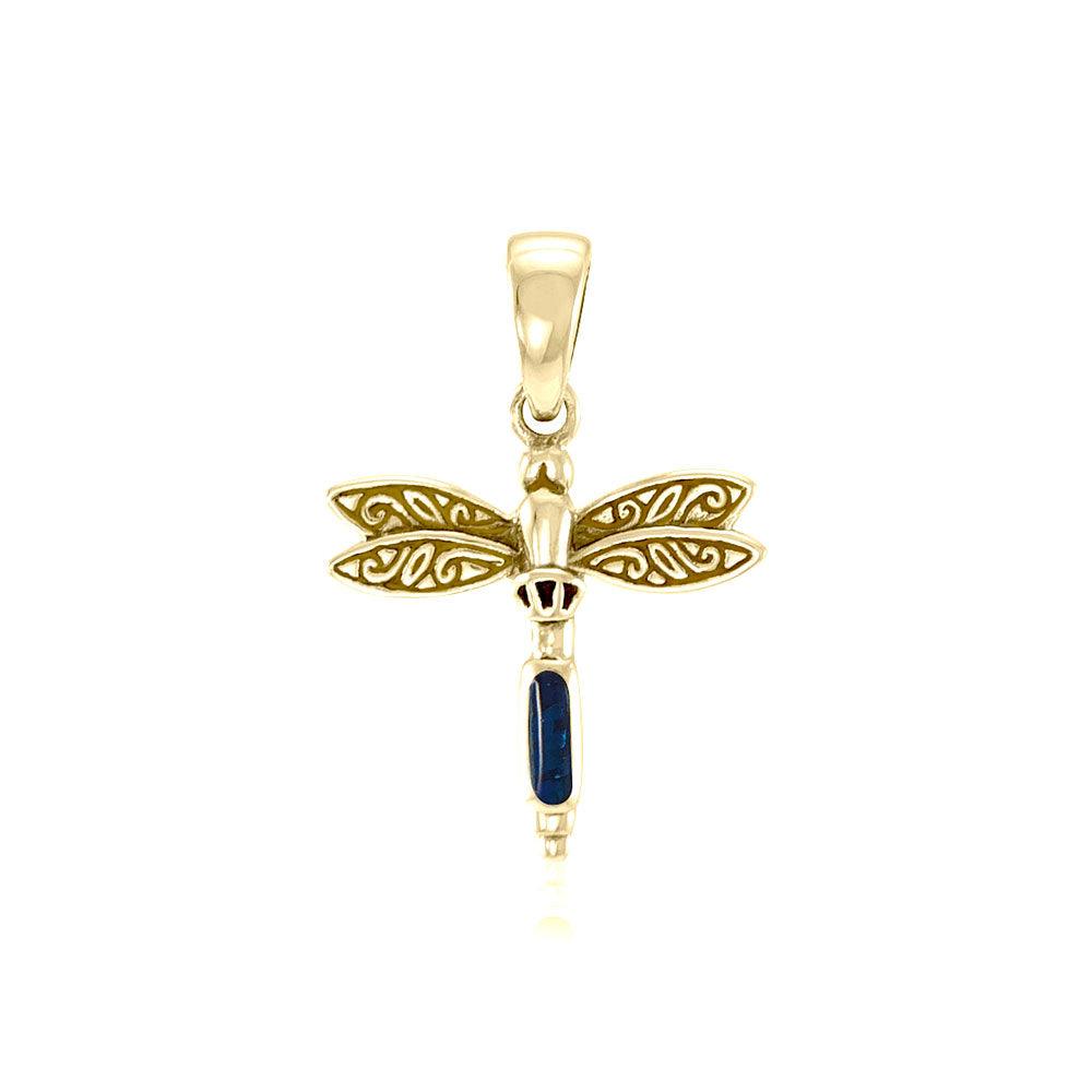 Dragonfly Solid Gold Pendant With Stone GTP3177