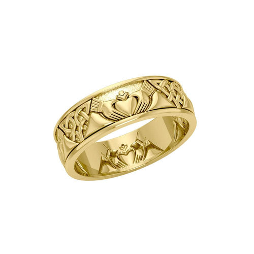 A love to last a lifetime ~ Celtic Knotwork Claddagh 14K Solid Gold Ring GTR3355 | Ring | Wiccan Center