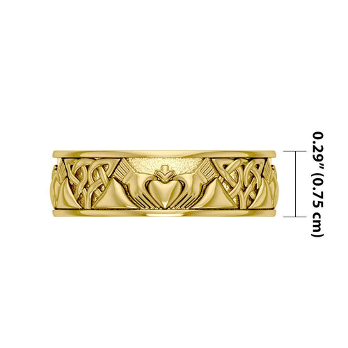 A love to last a lifetime ~ Celtic Knotwork Claddagh 14K Solid Gold Ring GTR3355 | Ring | Wiccan Center