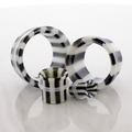 Pair Black and White Stripe Single Flare Tunnels | Body Jewelry | Wiccan Center