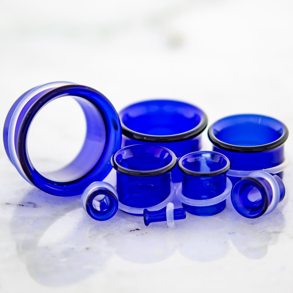 Pair Cobalt Blue Single Flare Tunnels | | Wiccan Center