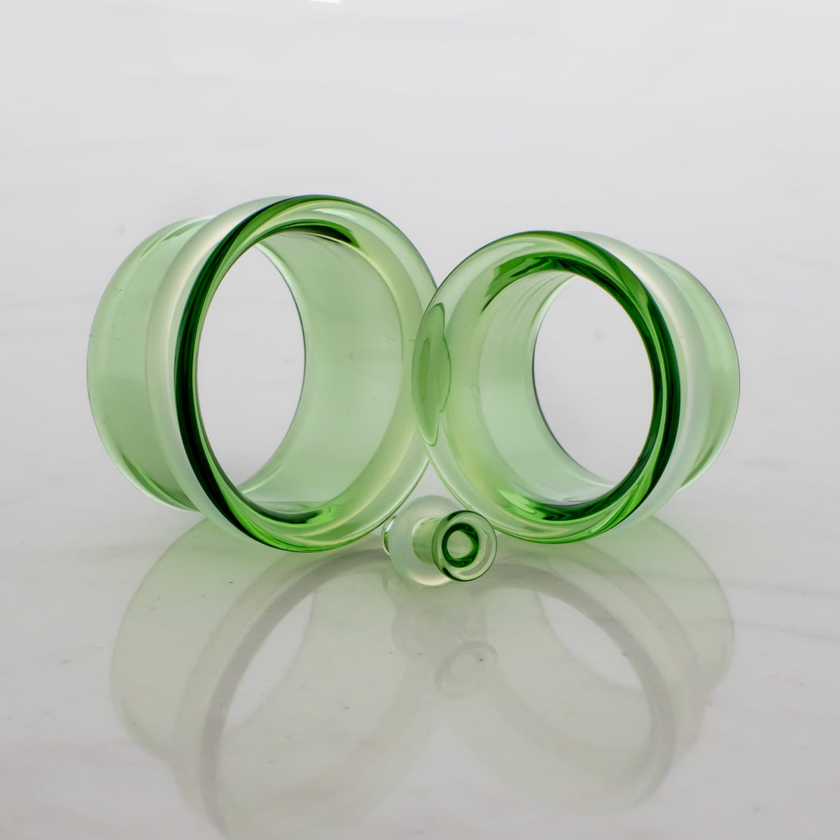 Pair Transparent Green Single Flare Tunnels | | Wiccan Center