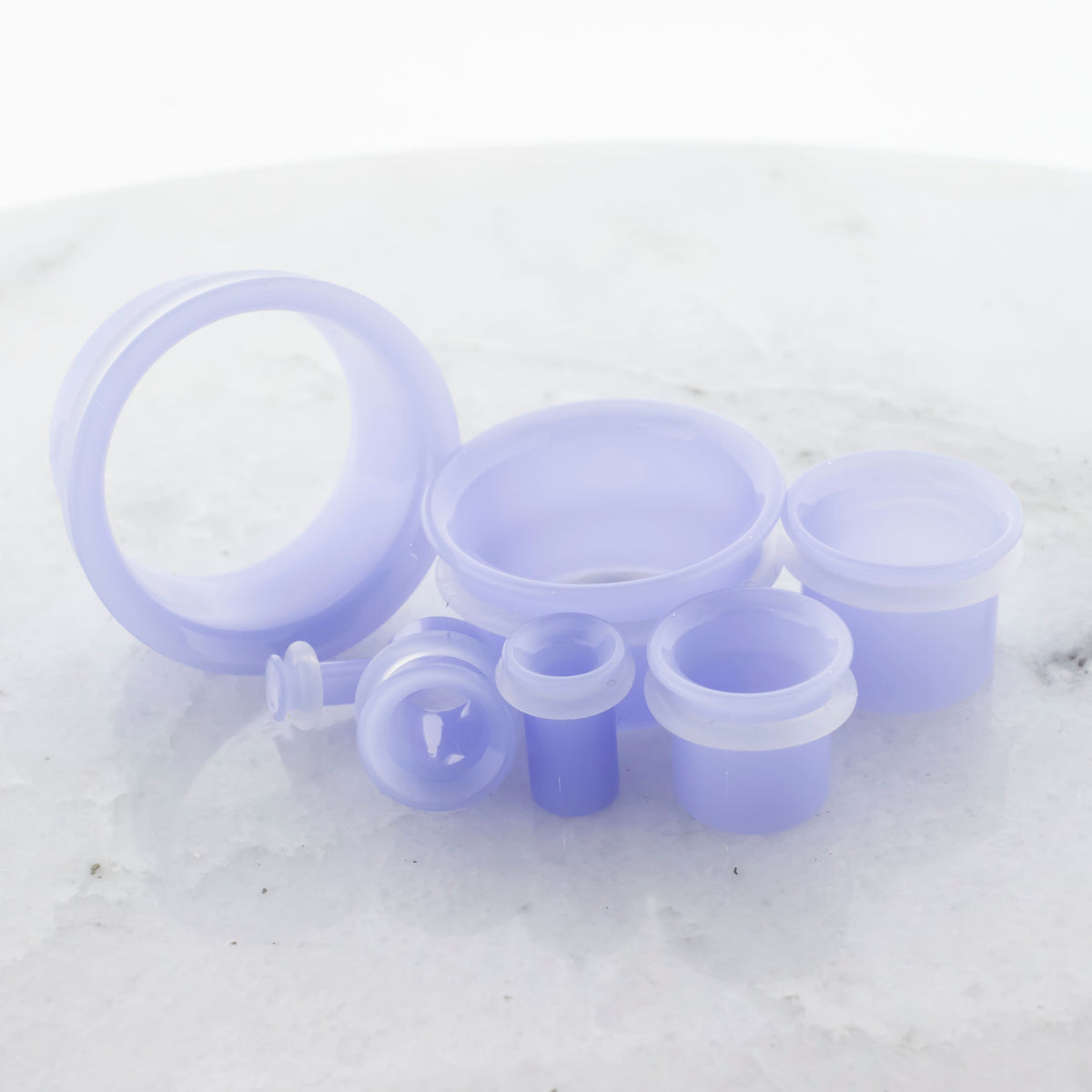 Pair Milky Blue Single Flare Tunnel | | Wiccan Center