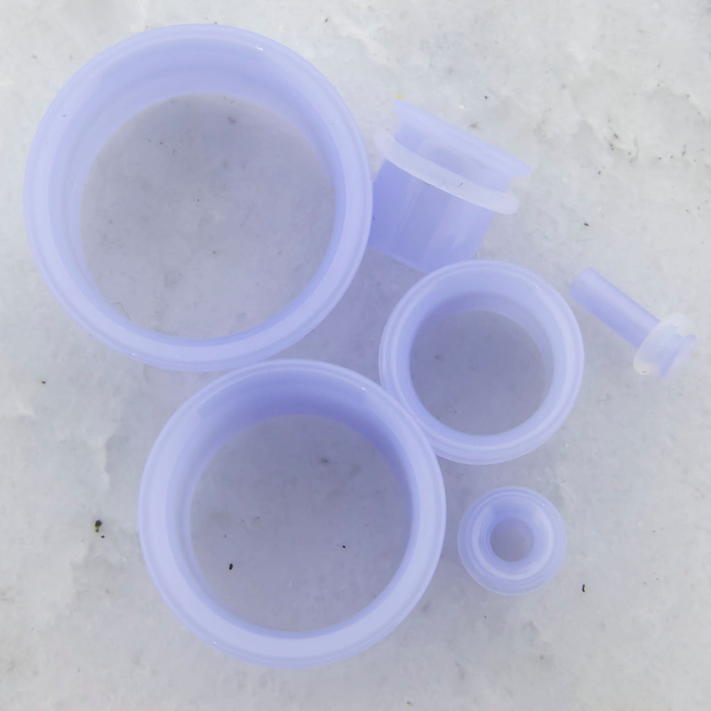 Pair Milky Blue Single Flare Tunnel | | Wiccan Center