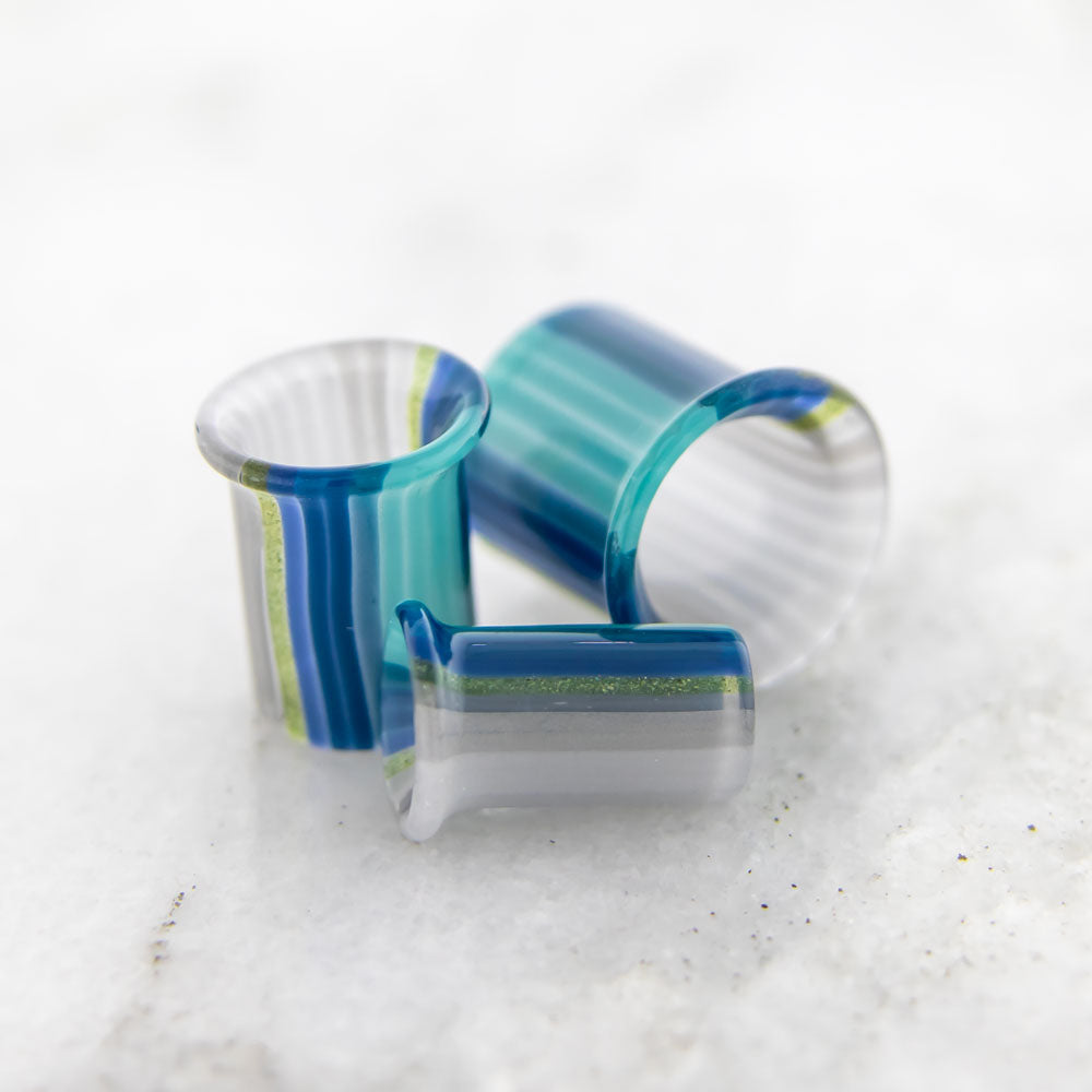 Pair Oregon Sky Borosilicate Glass Single Flare Tunnel | | Wiccan Center