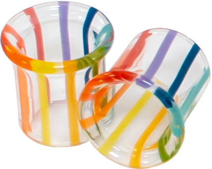 Pair Over The Rainbow Borosilicate Glass Single Flare Tunnel | | Wiccan Center