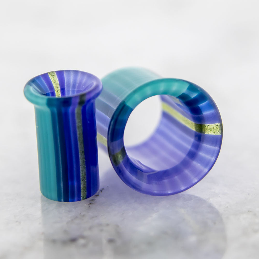 Pair Purple Water Borosilicate Glass Single Flare Tunnel | | Wiccan Center