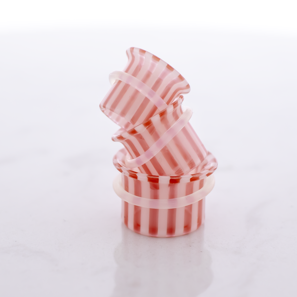Pair Single Flare Borosilicate Glass Peppermint Tunnel | Body Jewelry | Wiccan Center
