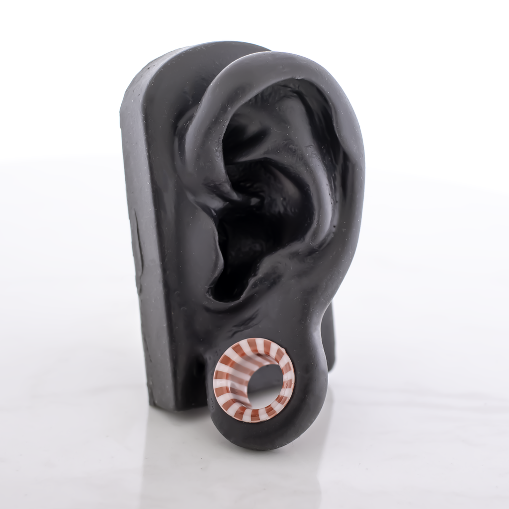 Pair Single Flare Borosilicate Glass Peppermint Tunnel | Body Jewelry | Wiccan Center