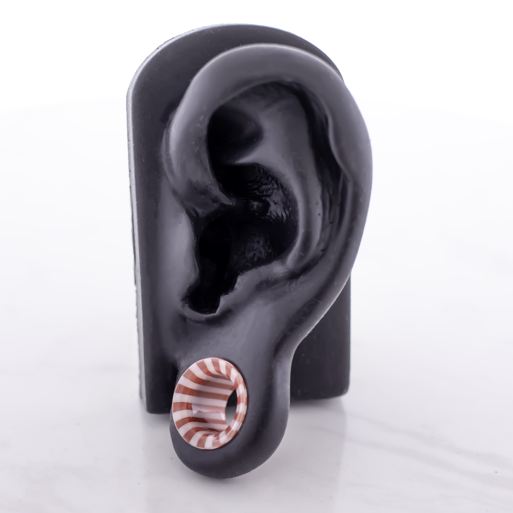 Pair Single Flare Borosilicate Glass Peppermint Tunnel | Body Jewelry | Wiccan Center