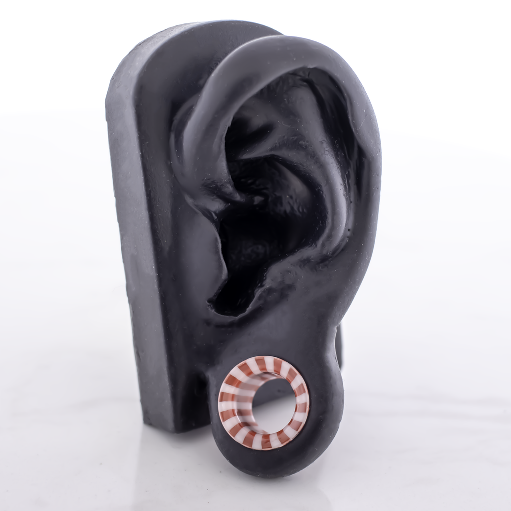 Pair Single Flare Borosilicate Glass Peppermint Tunnel | Body Jewelry | Wiccan Center