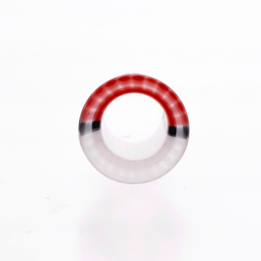 Pair Red and White Ball Glass Single Flare Tunnels | | Wiccan Center