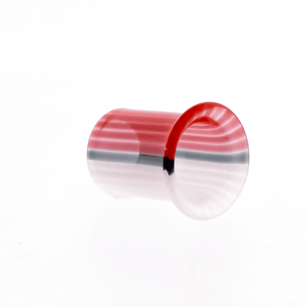 Pair Red and White Ball Glass Single Flare Tunnels | | Wiccan Center