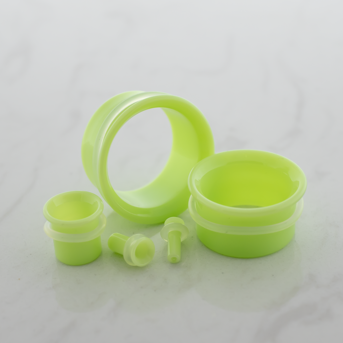 Pair Green Slyme Single Flare Tunnels | Body Jewelry | Wiccan Center