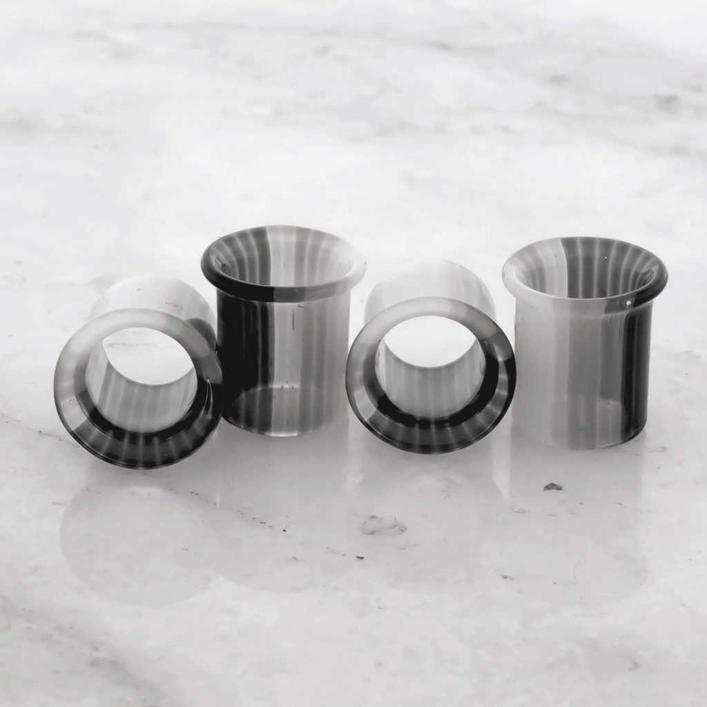 Pair Tuxedo Glass Single Flare Tunnel | | Wiccan Center