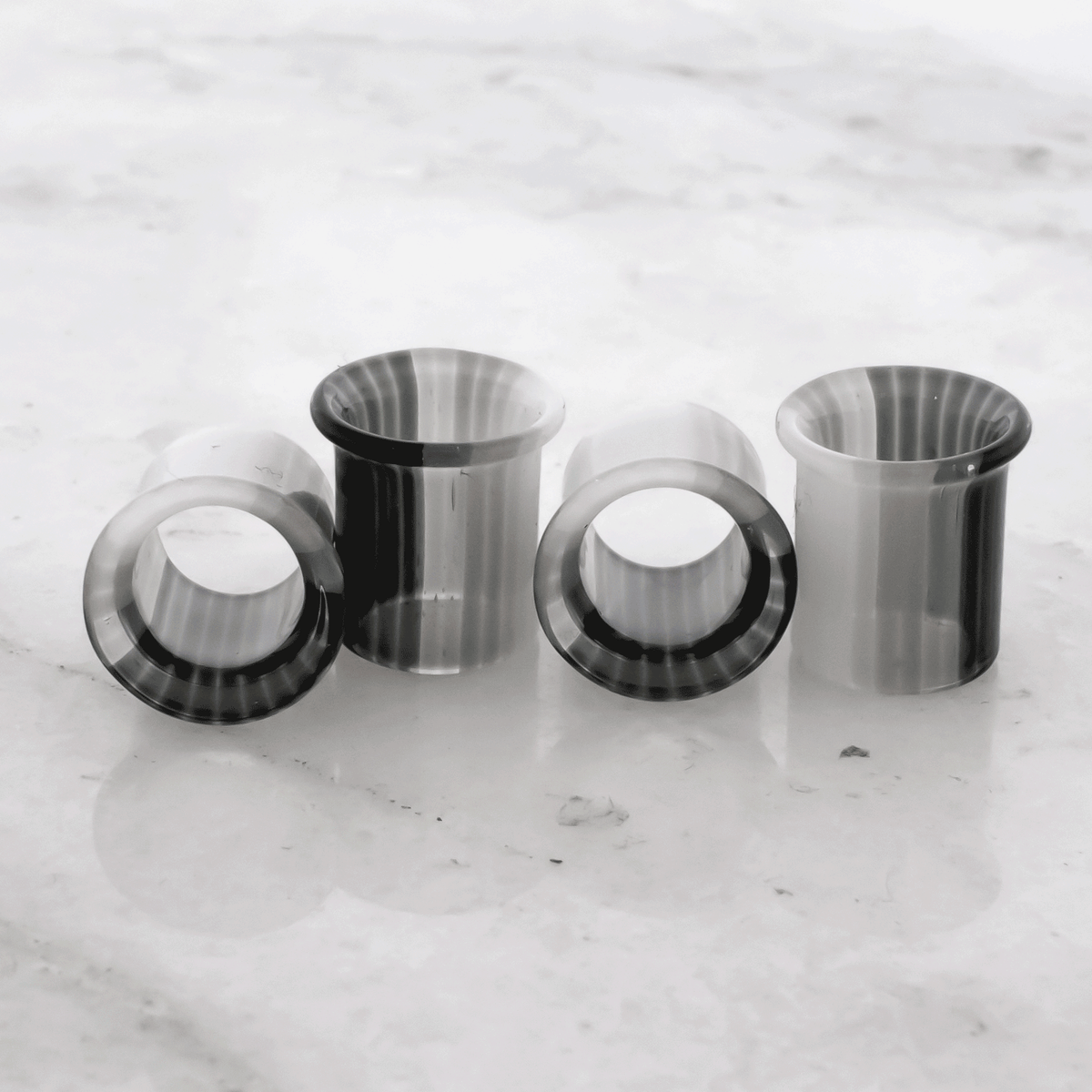 Pair Tuxedo Glass Single Flare Tunnel | | Wiccan Center