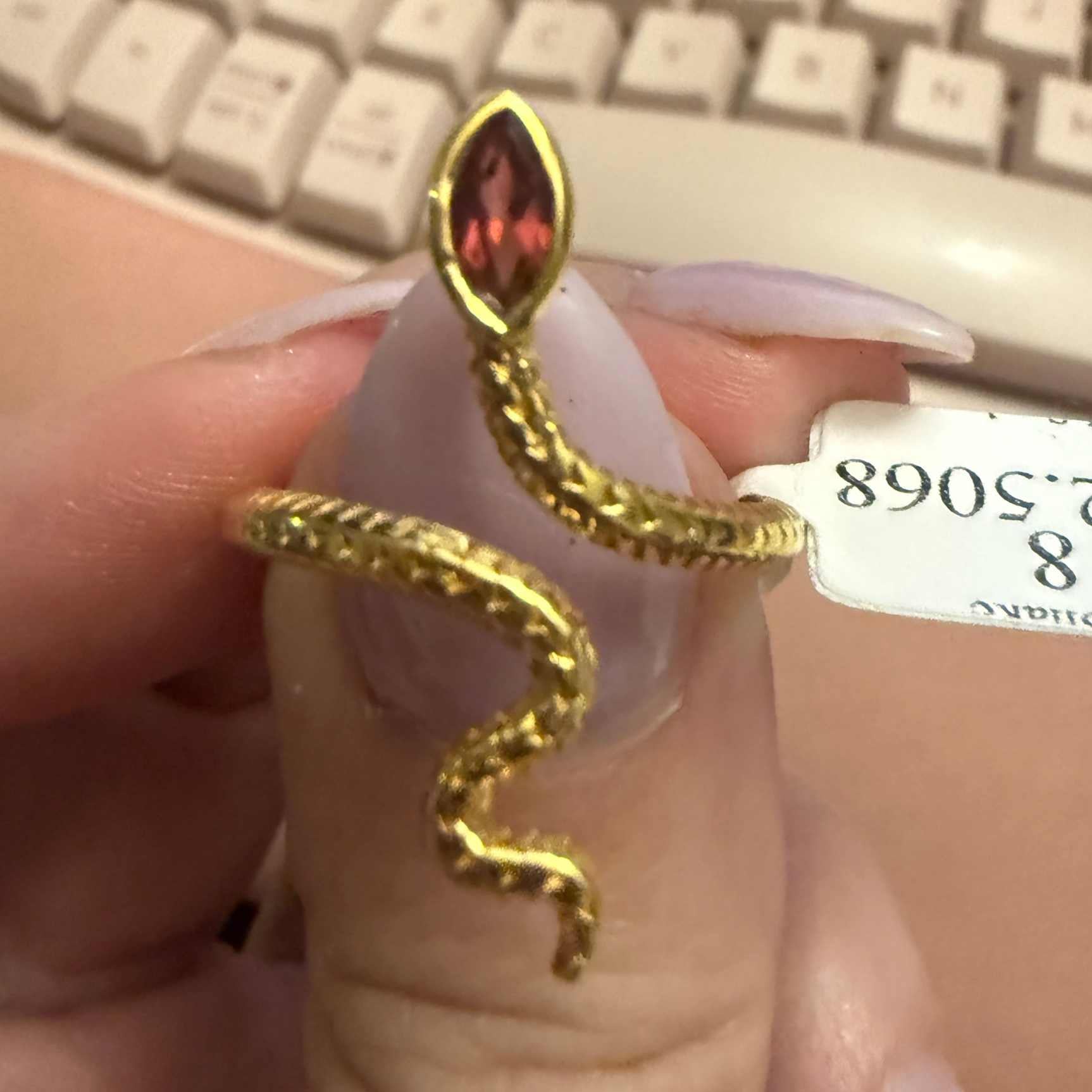 Gemstone Snake Ring - Sterling Silver or Gold Vermeil | Rings | Wiccan Center
