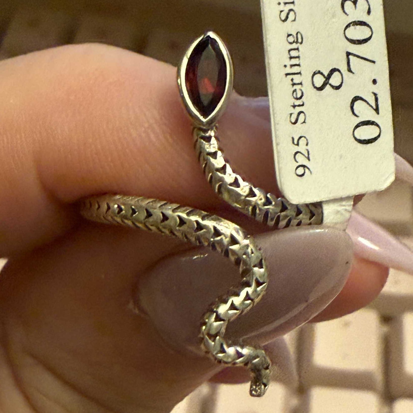 Gemstone Snake Ring - Sterling Silver or Gold Vermeil | Rings | Wiccan Center