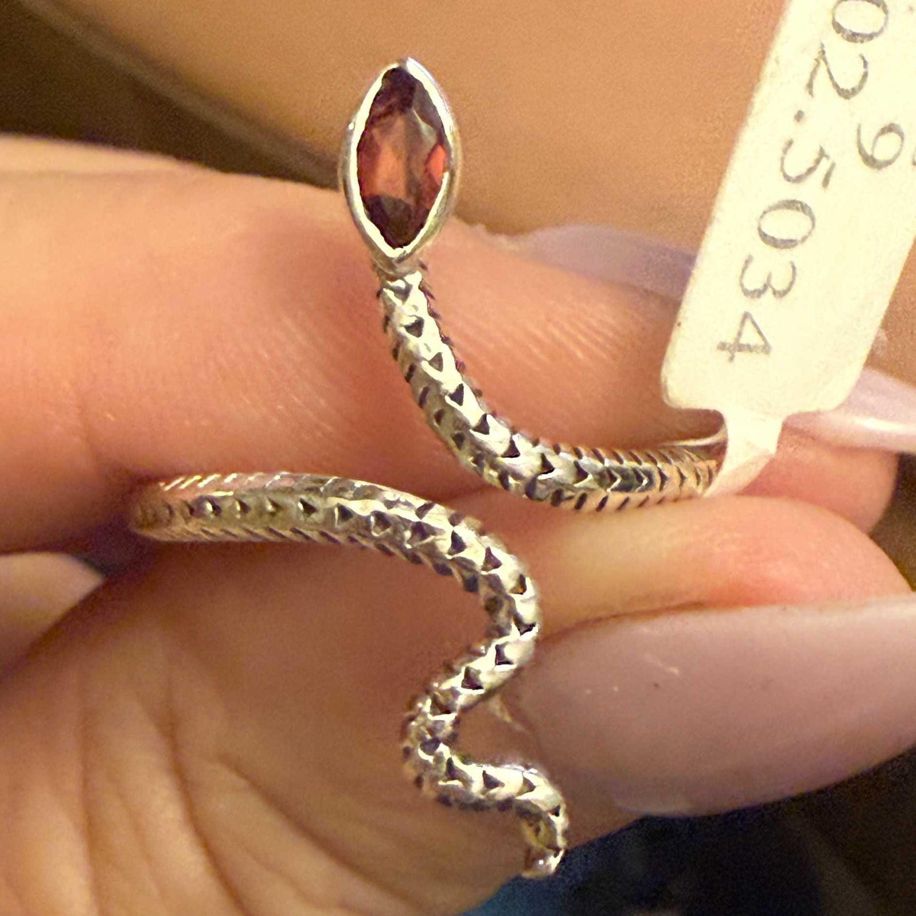 Gemstone Snake Ring - Sterling Silver or Gold Vermeil | Rings | Wiccan Center