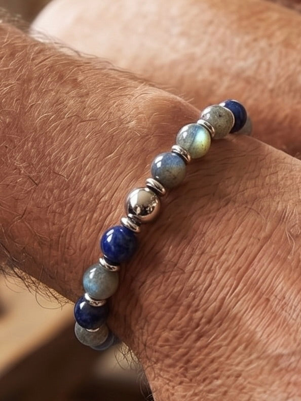 Men’s Sodalite & Labradorite Energy Bracelet – Confidence, Clarity & Protection