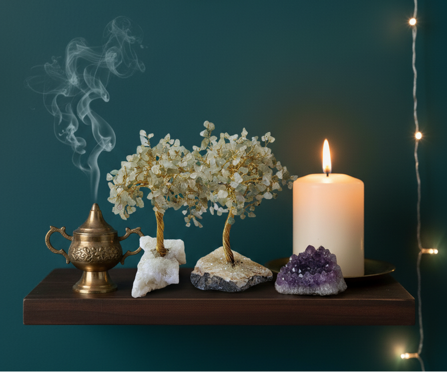 Green Aventurine 500 Gemstone Chip Tree W/Cluster Base | | Wiccan Center