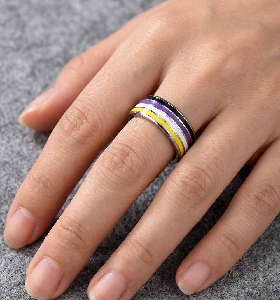 Nonbinary Pride Stainless Steel Ring | | Wiccan Center
