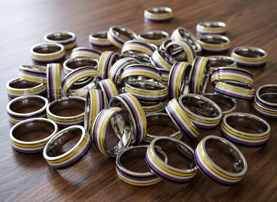 Nonbinary Pride Stainless Steel Ring | | Wiccan Center