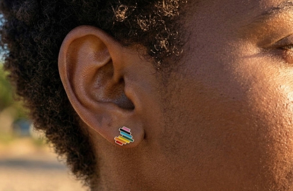 Petite LGBTQ+ Pride Rainbow Stud Earrings – For Every Identity | 1/4” Enamel Alloy Earrings | Heart or Triangle Styles | | Wiccan Center