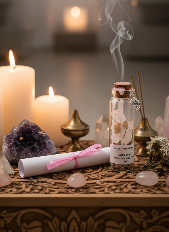 Self-Love Intention Spell Jar for Empowering Self-Care and Positive Vibes | Spell Jar | Wiccan Center