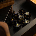 Gemstone Black Night Obsidian Hand Carved DND Dice Set | Gemstone Dice | Wiccan Center
