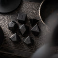 Gemstone Black Night Raised Obsidian Hand Carved DND Dice Set | Gemstone Dice | Wiccan Center