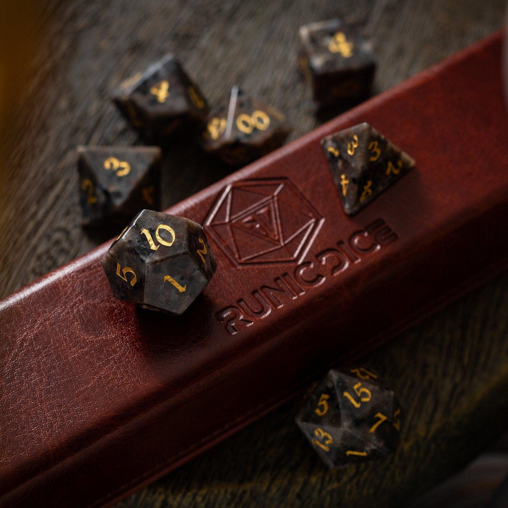 Gemstone Yooperlite Hand Carved DND Dice Set | Gemstone Dice | Wiccan Center