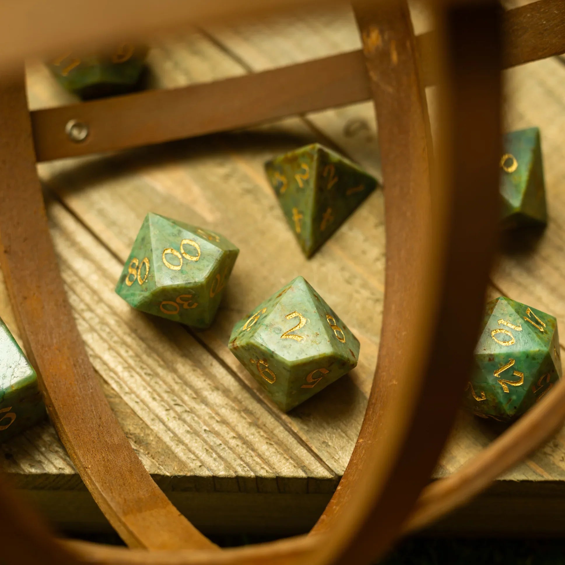 Gemstone Azurite Hand Carved DND Dice Set | Gemstone Dice | Wiccan Center