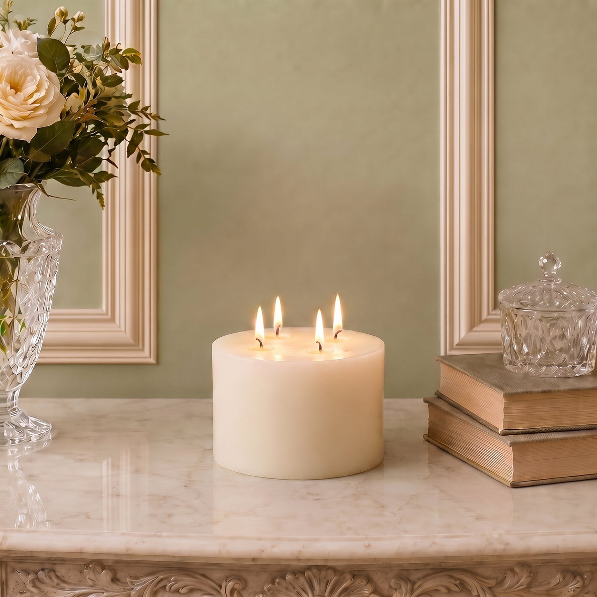 Giant 6 Inch Wide White Beeswax 4 Wick Candles 7 Sizes | Candles | Wiccan Center