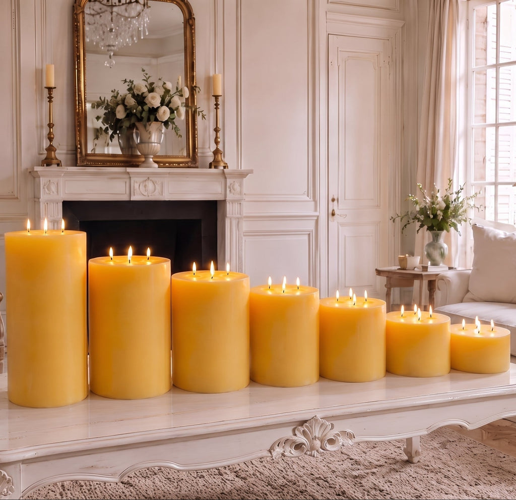 Giant 6 Inch Wide Yellow Beeswax 4 Wick Candles | Candles | Wiccan Center