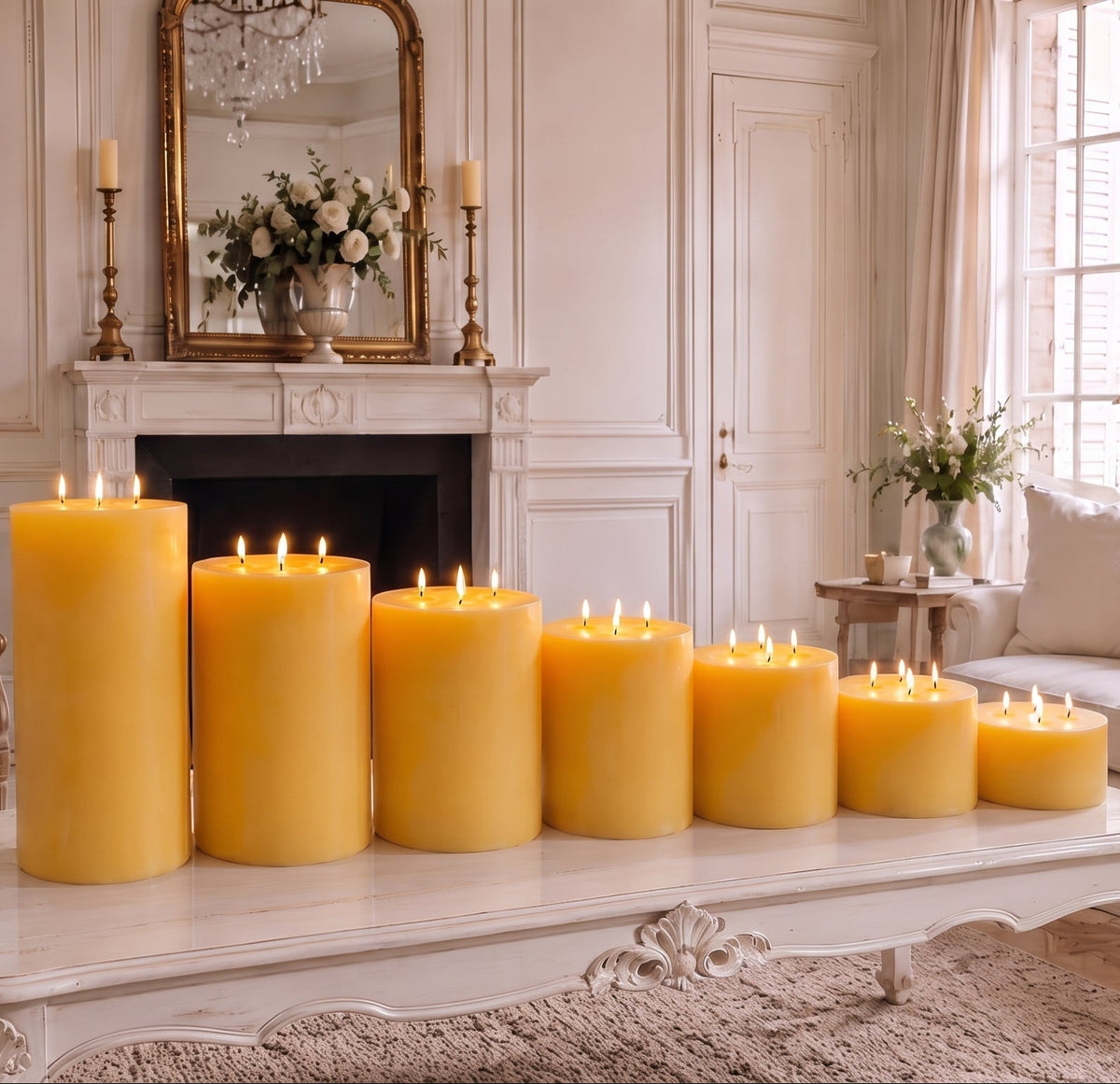 Giant 6 Inch Wide Yellow Beeswax 4 Wick Candles | Candles | Wiccan Center