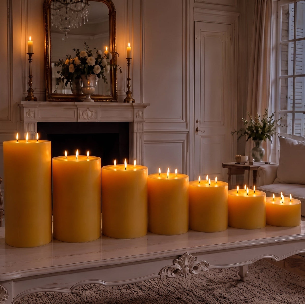 Giant 6 Inch Wide Yellow Beeswax 4 Wick Candles | Candles | Wiccan Center