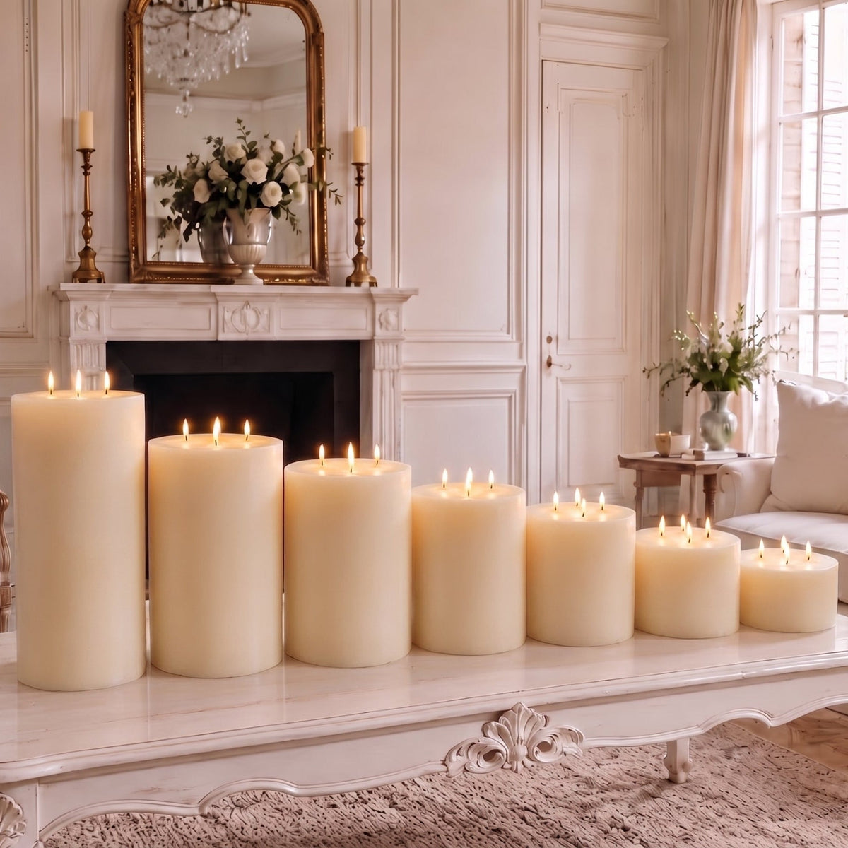 Giant 6 Inch Wide White Beeswax 4 Wick Candles 7 Sizes | Candles | Wiccan Center