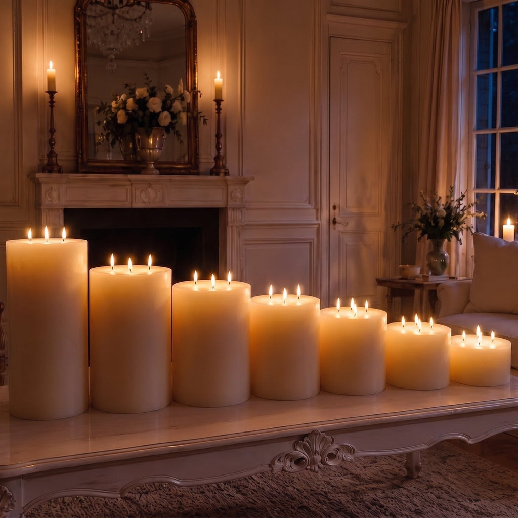 Giant 6 Inch Wide White Beeswax 4 Wick Candles 7 Sizes | Candles | Wiccan Center