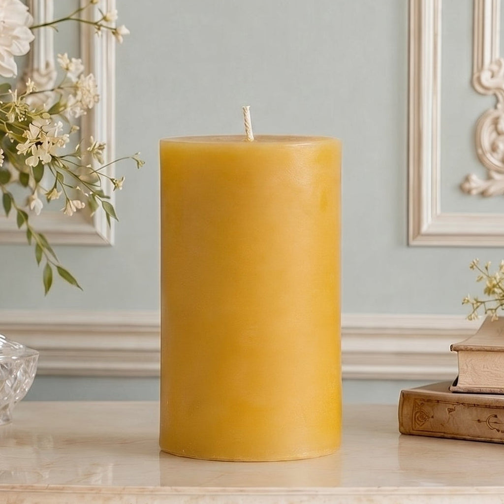 4x6 Inch Yellow Beeswax Pillar Candle | Pillar Candles | Wiccan Center