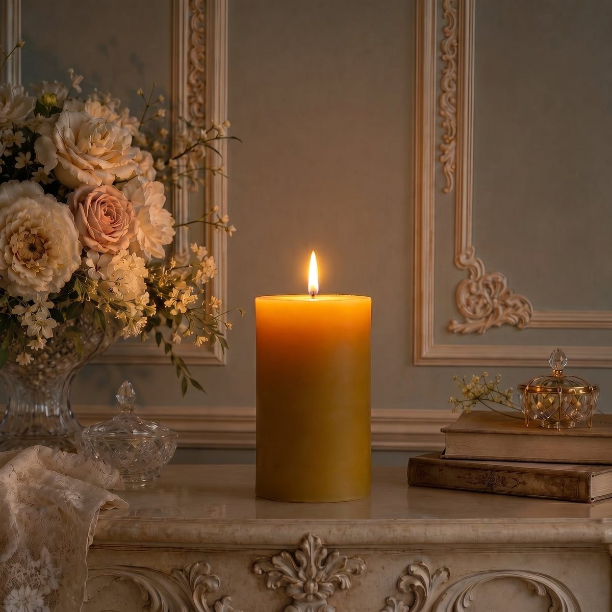4x6 Inch Yellow Beeswax Pillar Candle | Pillar Candles | Wiccan Center