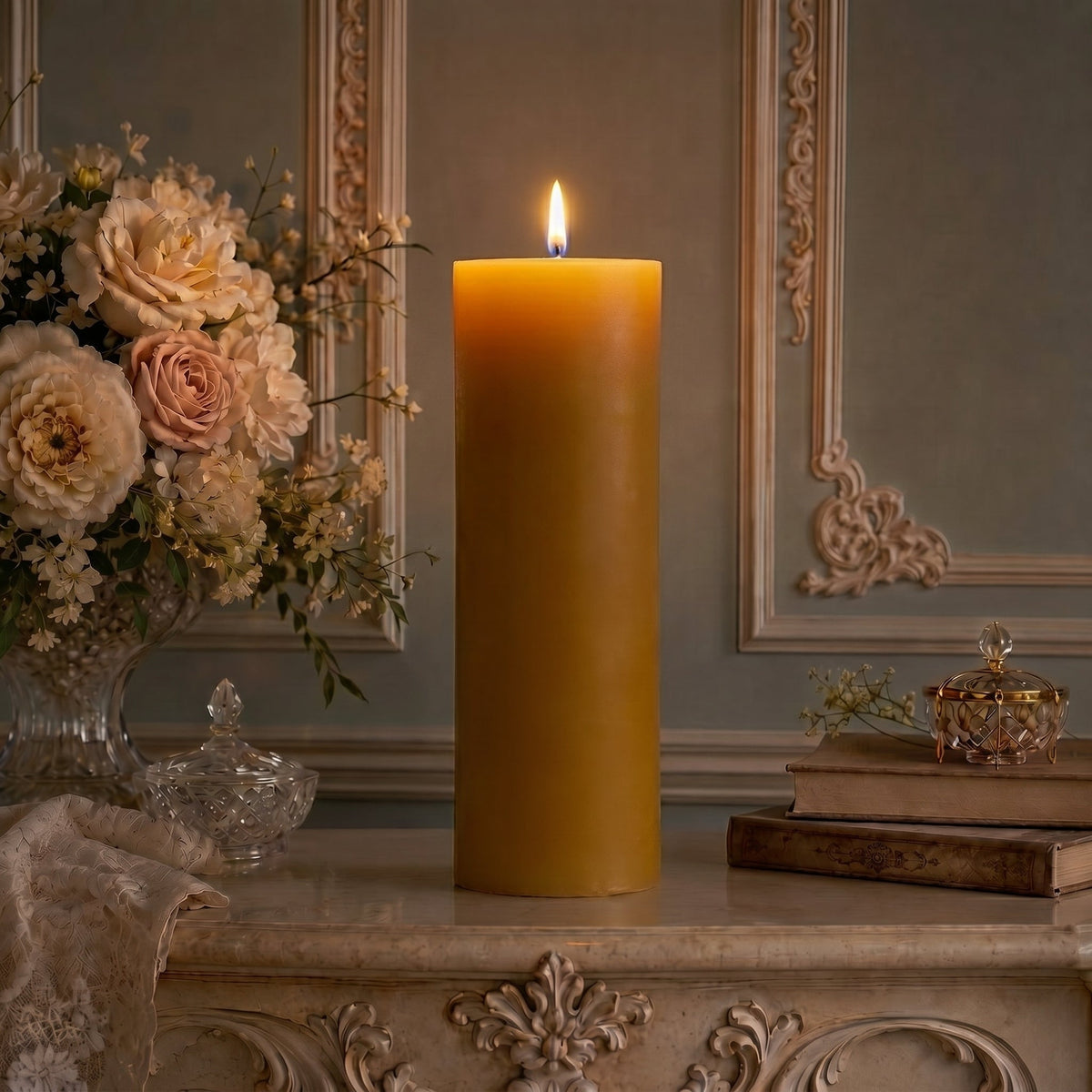 4x11 Inch Yellow Beeswax Pillar Candle | Pillar Candles | Wiccan Center