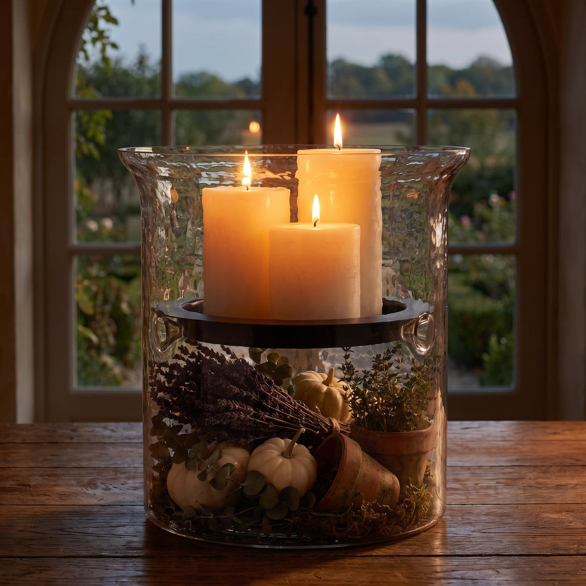 Hammered Glass Candle Holder with Decorative Metal Pan | Candles & Holders | Wiccan Center