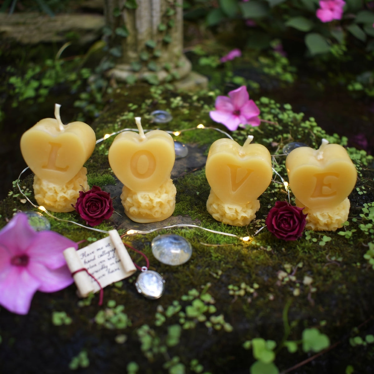 Love Letters Beeswax Tealight 4 Piece Candle Set | Candles | Wiccan Center