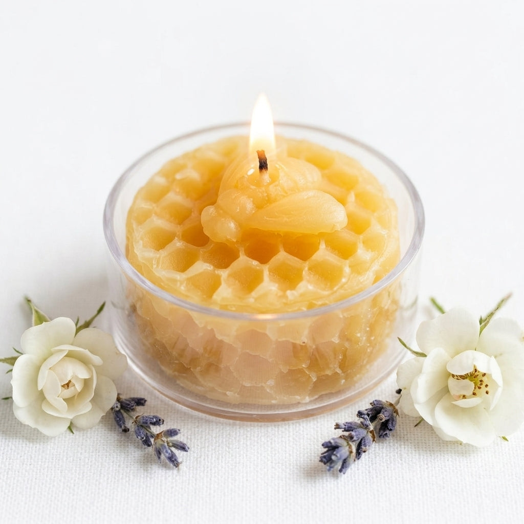 Honeycomb Beeswax Tealight Candles with Bee Embossed | Candles | Wiccan Center