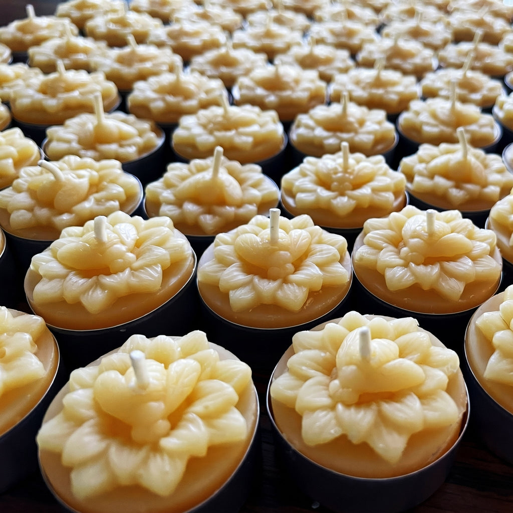 Honeybee Flower Beeswax Tealight Candles | Candles | Wiccan Center