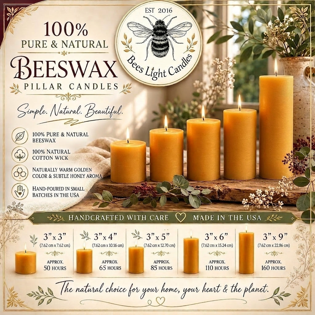3 Inch Yellow Beeswax Pillar Candles | Pillar Candles | Wiccan Center