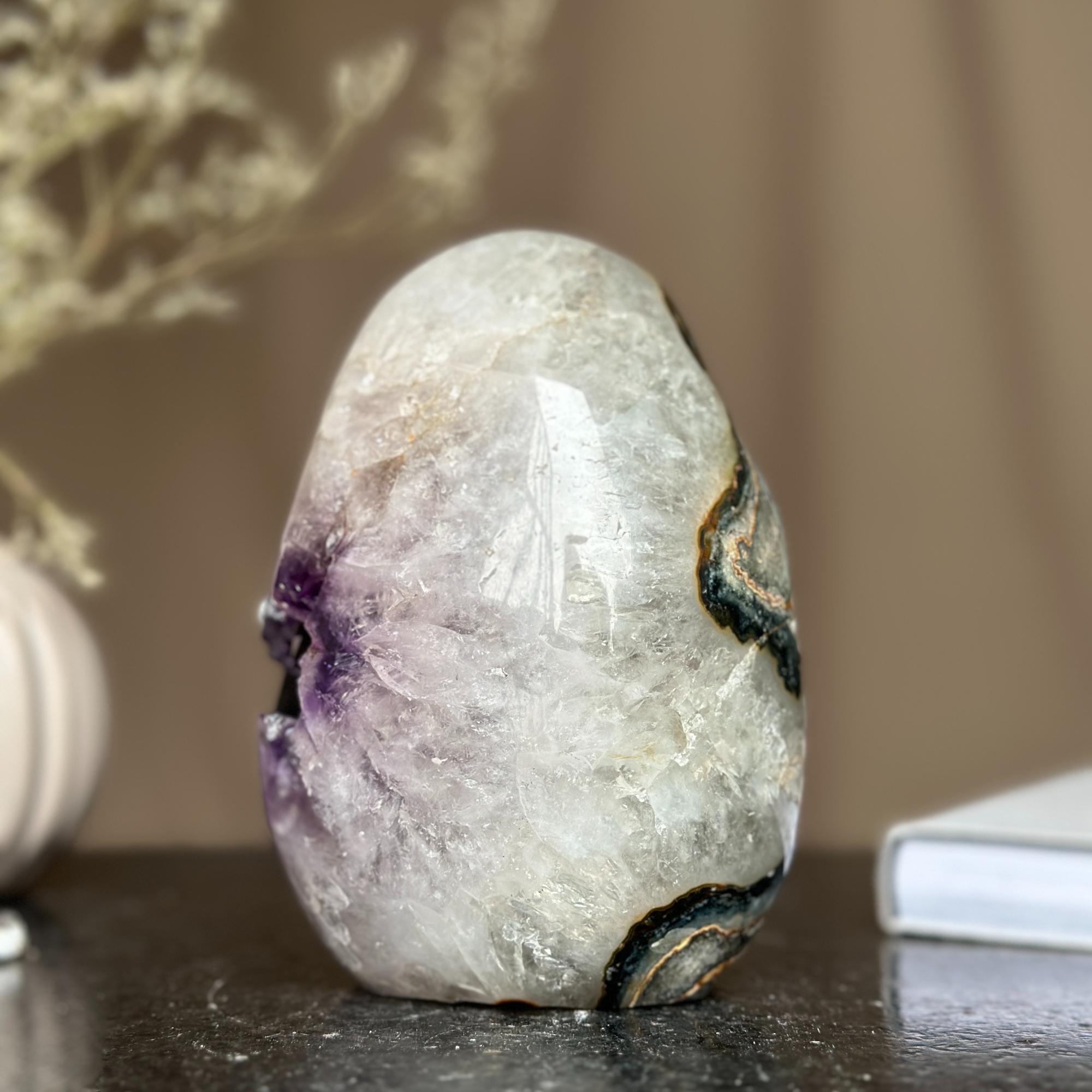 Genuine Amethyst Egg, Quartz Geode Cave, Crystal Cavern, Extra quality piece, Cut base polished specimen | Amethyst Geodes | Wiccan Center